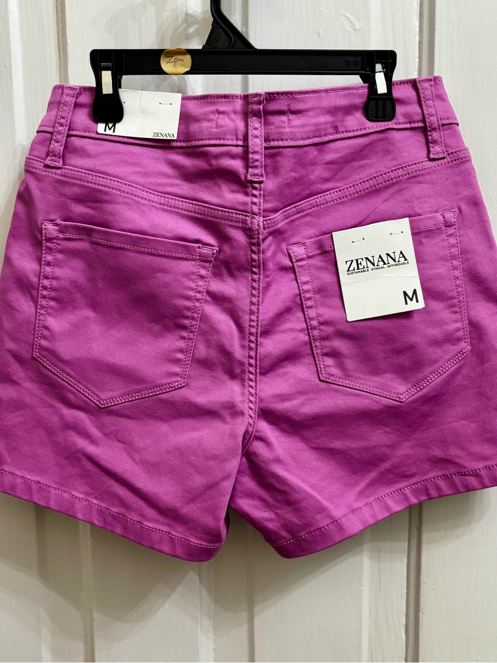 Zenana Outfitters Women's Vibrant Magenta High-Rise Cotton Shorts - Picture 2 of 2